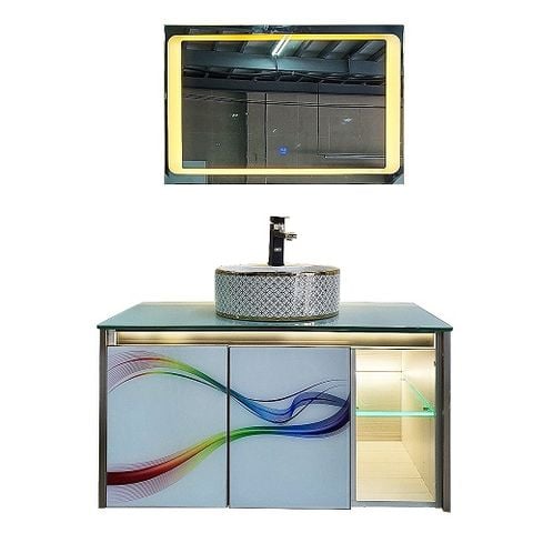  Tủ lavabo treo hợp kim kèm gương cảm ứng NT-028 