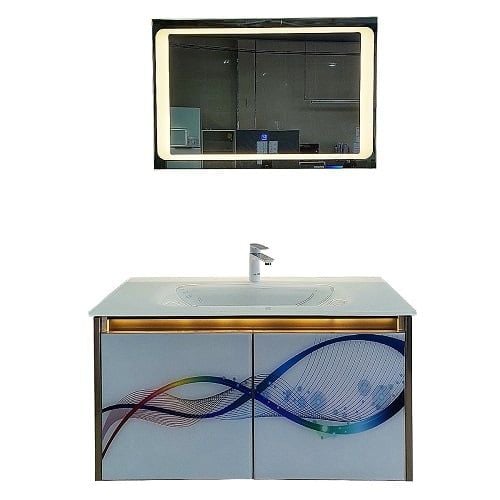 Tủ lavabo treo hợp kim kèm gương cảm ứng NT-022