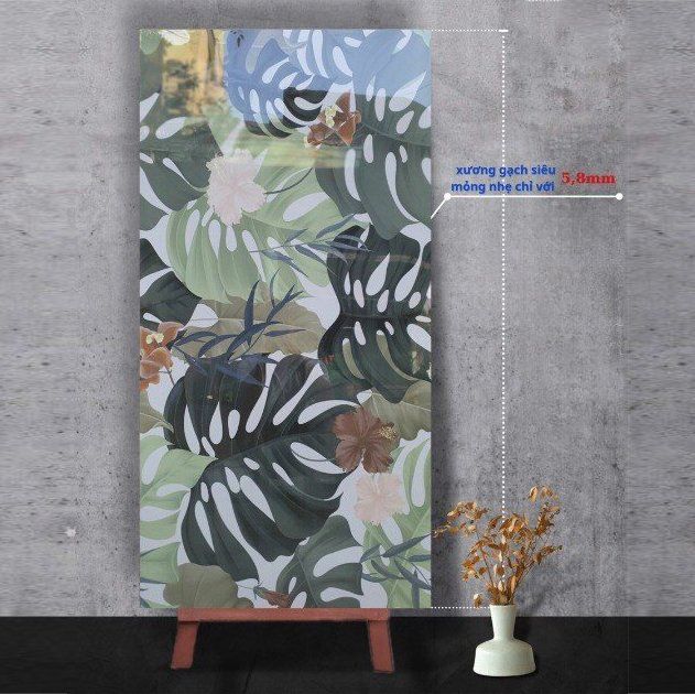 Gạch trang trí đá bóng kính điểm lá xanh US-NVNF - 60x120