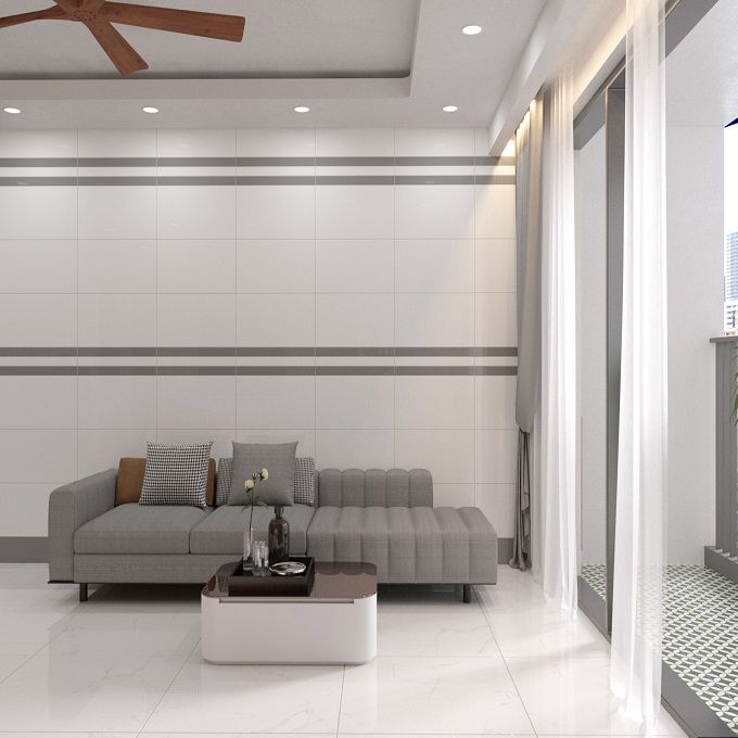 Gạch ốp lát đá bóng kính trắng trơn US-GVMZ - 30x60