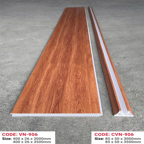 Tấm vách ngăn PVC 2 mặt vân giả gỗ VN906