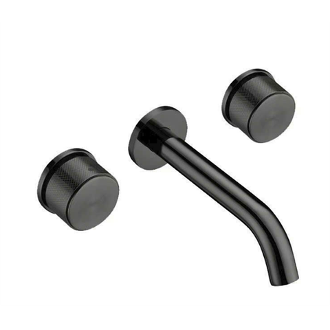  Vòi lavabo nóng lạnh âm tường đồng thau mạ crome sơn tĩnh điện đen 