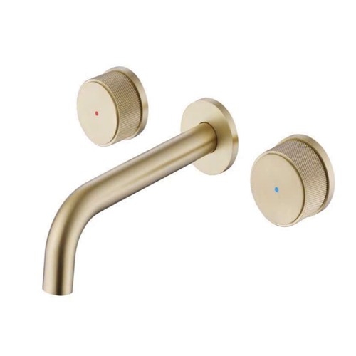 Vòi lavabo nóng lạnh âm tường đồng thau mạ crome sơn tĩnh điện vàng