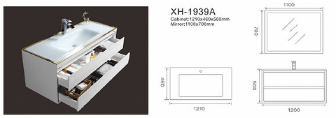  Tủ lavabo treo kèm gương cảm ứng XH-1939A 