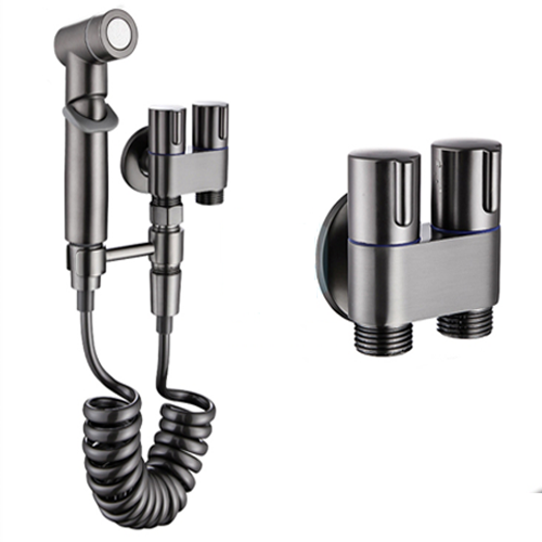 Bộ Vòi Xịt Vệ Sinh Tăng Áp Chia Hai Đầu Nước Inox 304