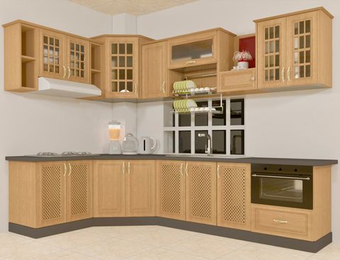  Tủ bếp gỗ Sồi 