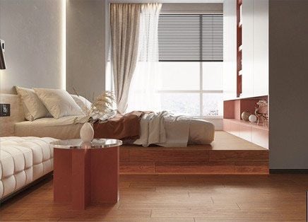  Gạch ốp lát đá bán sứ vân gỗ mờ nâu đỏ TBN-DMVFD - 15x80 