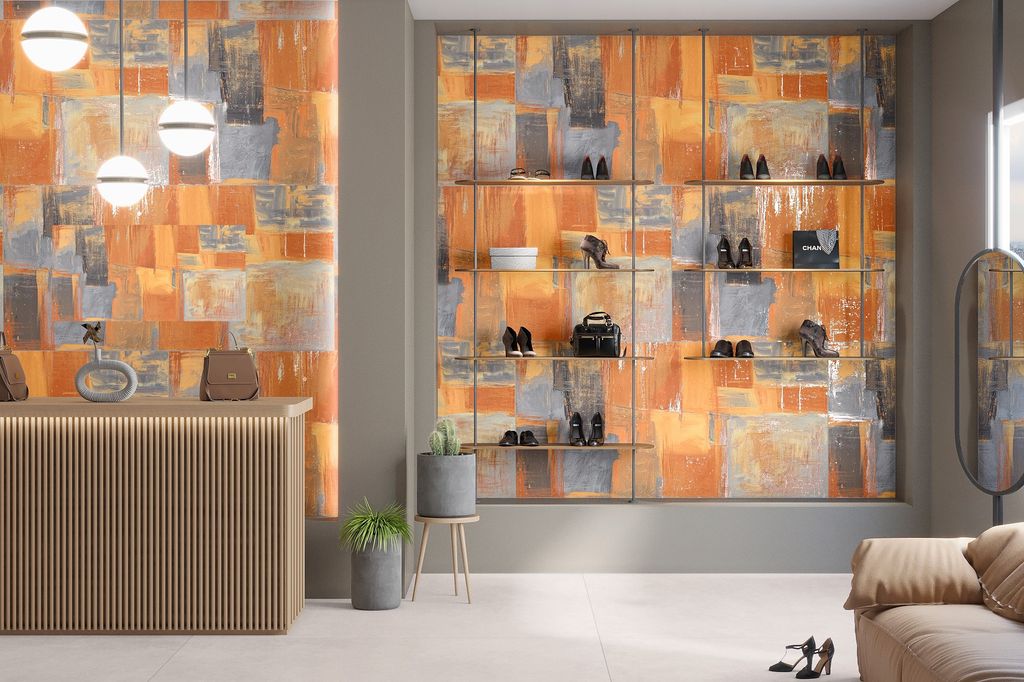 Gạch ốp lát đá mờ hoa văn cam đen EDA-VDNZDM - 80x160