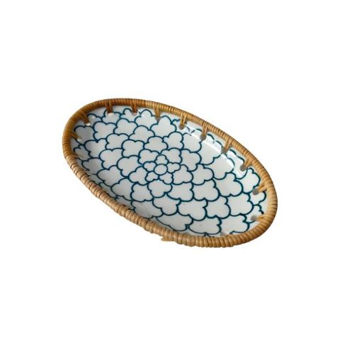 Oval Rattan Ceramic Plate