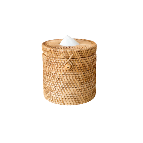 Round Rattan Tissue Holder