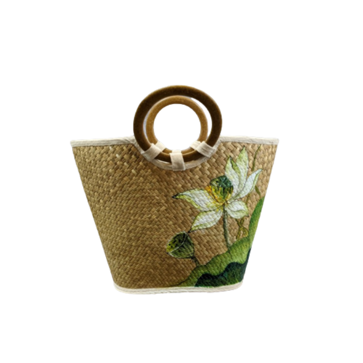 Seagrass Handbag with Lotus