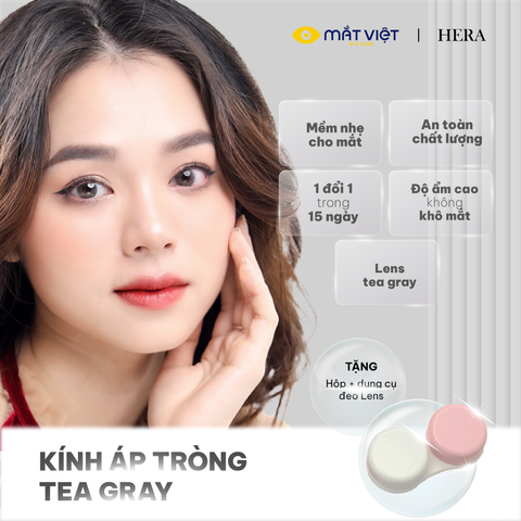 Kính áp tròng dùng 6 tháng Hera màu Tea Grey (Lẻ 1 miếng)
