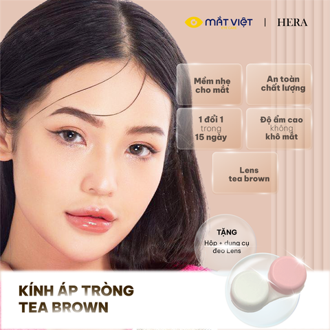 Kính áp tròng dùng 6 tháng Hera màu Tea Brown (Lẻ 1 miếng)