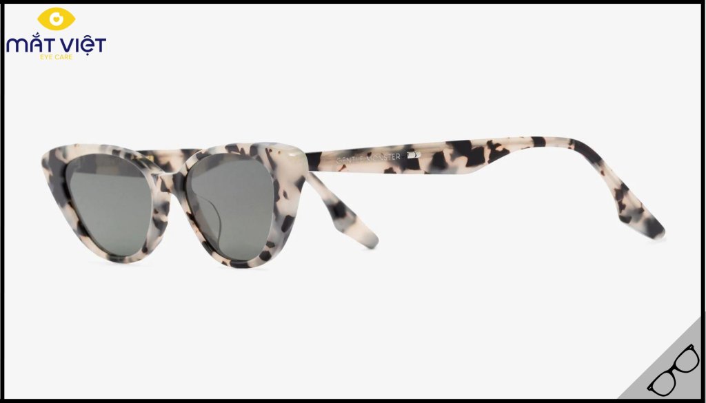 Gọng kính Gentle Monster Black And Neutral Crella S3 Cat Eye Sunglasses