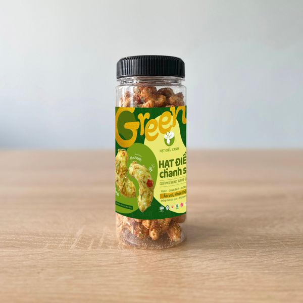  HẠT ĐIỀU XANH GREEN CASHEW - Hạt điều chanh sả ớt 205g 