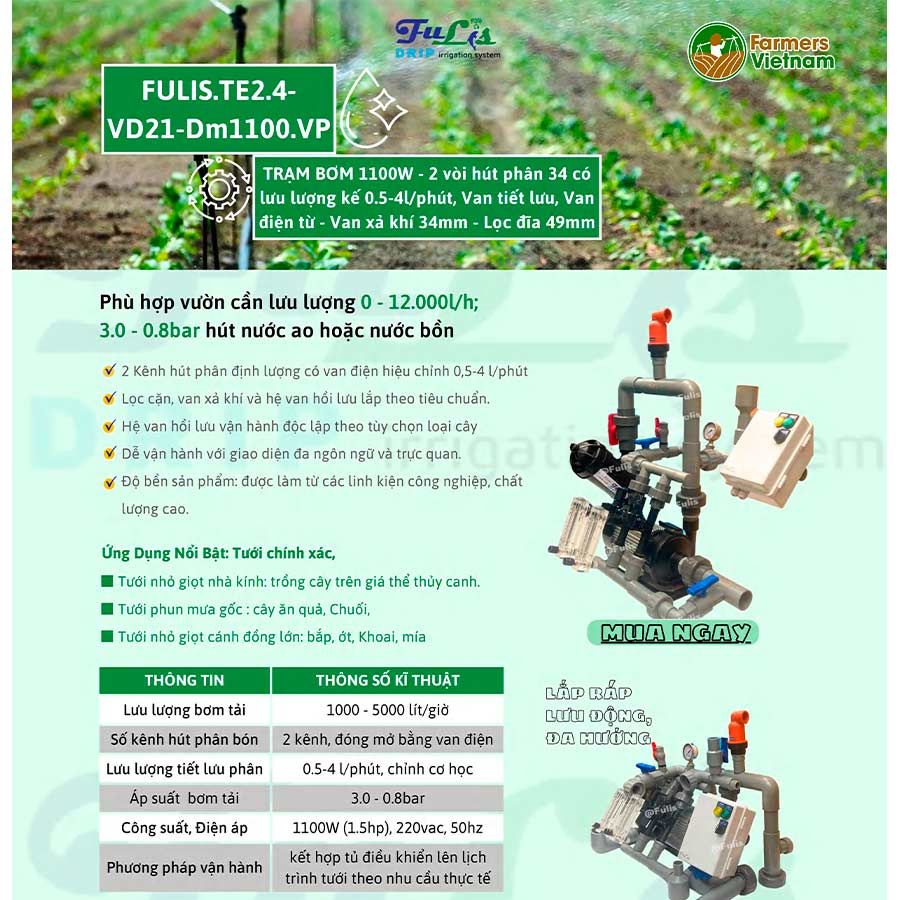  Z [TE 2.4] Trạm Bơm Tưới Nông Nghiệp Hút Phân Định Lượng 1 - 10 HP - Giải Pháp Tưới Tiêu Tự Động Tối Ưu Cho Nông Nghiệp Sinh Thái 