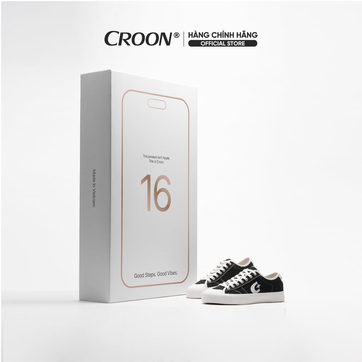  [CHÍNH HÃNG] Giày Sneaker CROON CR16 Unisex - Màu Đen 