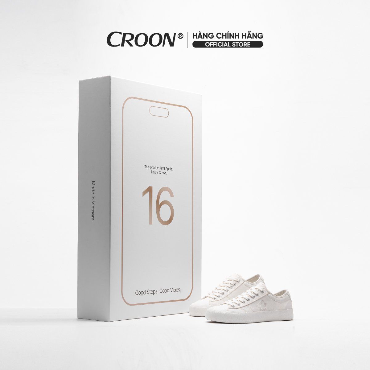  [CHÍNH HÃNG] Giày Sneaker CROON CR16 Unisex - Màu Trắng 