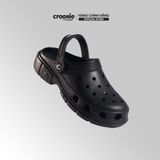  Giày Clog Unisex/ Giày Dép Sục Nam Nữ, Đế Cao 4cm, Màu Đen - Croonie Reunion 