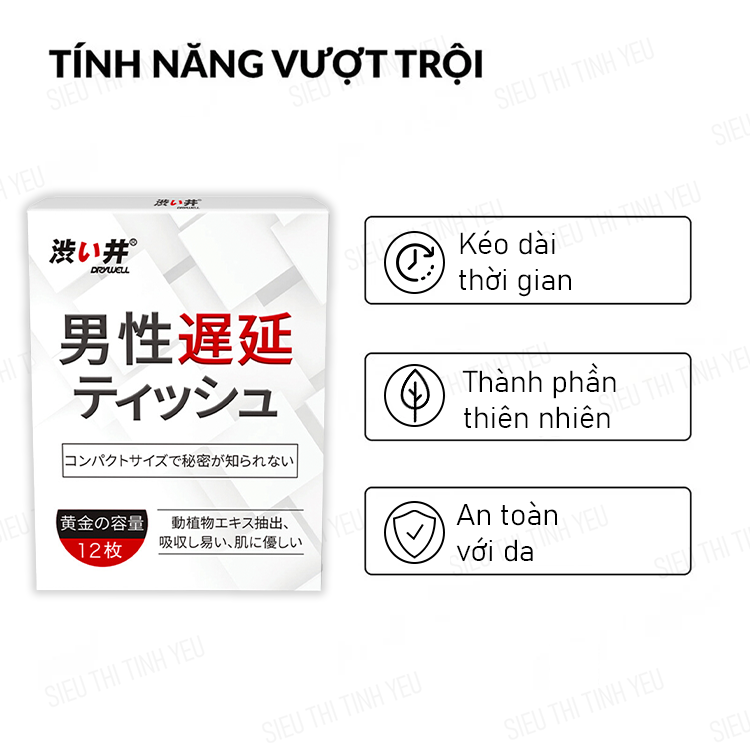 Khăn lau Drywell Delay Wipes chống xuất tinh sớm kéo dài thời gian