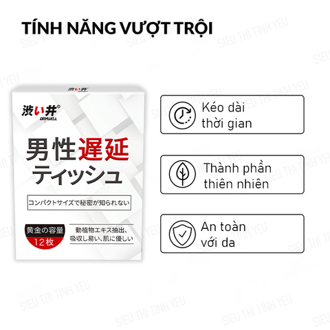 Khăn lau Drywell Delay Wipes chống xuất tinh sớm kéo dài thời gian