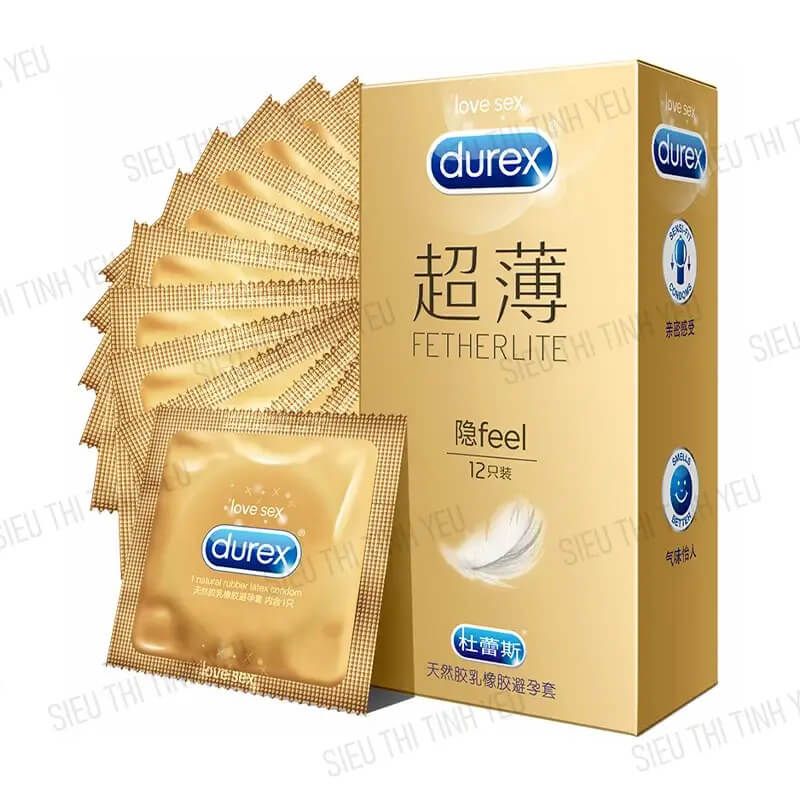 Bao cao su Durex Fetherlite Feel siêu mỏng nhiều gel Hộp 12 cái