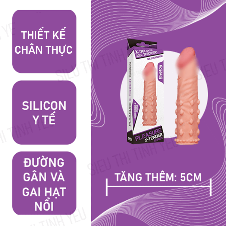 Bao cao su Lovetoy Pleasure X Tender dài thêm 5cm có hạt nổi to