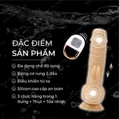 Dương vật giả dính tường Dildo rung thụt ngoáy đa chế độ tỏa nhiệt làm ấm điều khiển từ xa dùng pin sạc