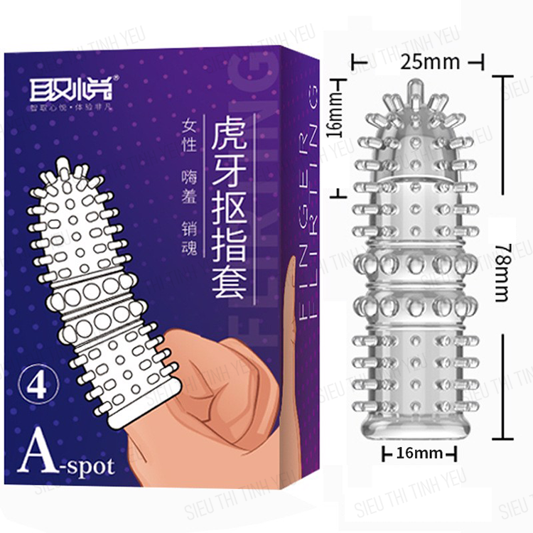 Bao cao su ngón tay Aichao A-Spot 4 có gai lớn toàn thân kèm hạt nổi