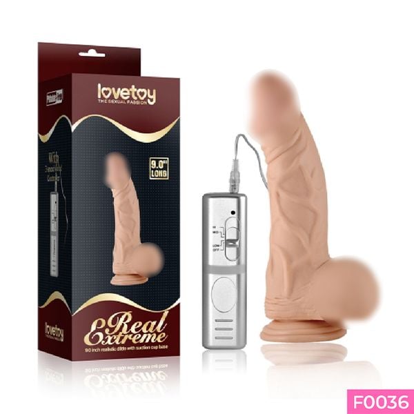 Dương vật giả dính tường Lovetoy Real Extreme có bìu đa chế độ rung dài 9