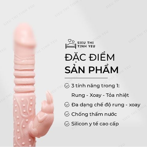 Dương vật giả Baile Hot Bunny rung thụt xoay ngoáy đa chế độ tỏa nhiệt làm ấm dùng sạc