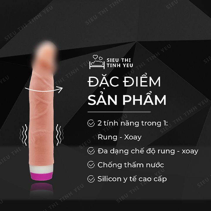 Dương vật giả Baile Skin đa chế độ rung xoay ngoáy dùng pin