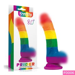 Dương vật giả dính tường Lovetoy Prider có bìu uốn cong đa chiều đa sắc 8.0