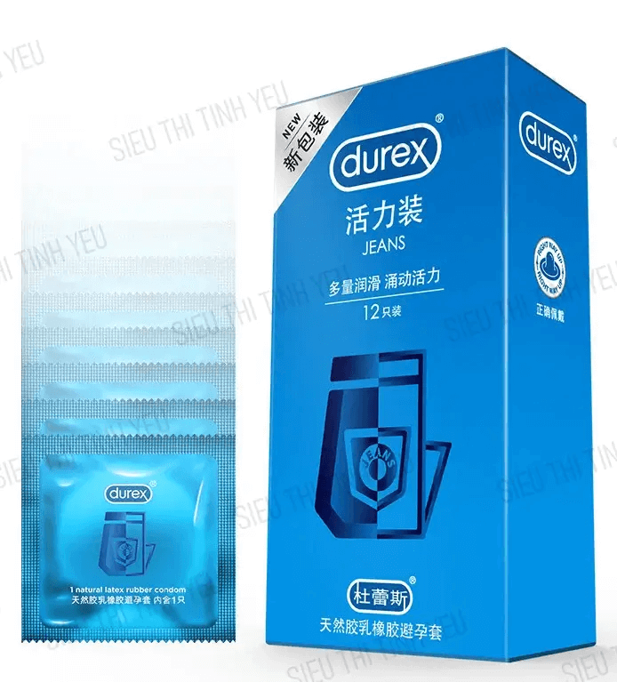 Bao cao su Durex Jeans siêu mỏng nhiều gel bôi trơn Hộp 12 cái