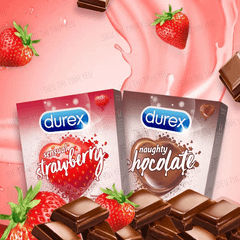 Bao cao su Durex Sensual Strawberry mình gai hạt nổi nhỏ mùi dâu tây Hộp 3 cái