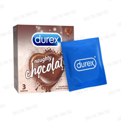 Bao cao su Durex Naughty Chocolate mình gai hạt nổi nhỏ, mùi sô cô la Hộp 3 cái