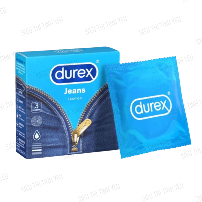 Bao cao su Durex Jeans kiểu dáng ôm sát nhiều chất bôi trơn Hộp 3 cái