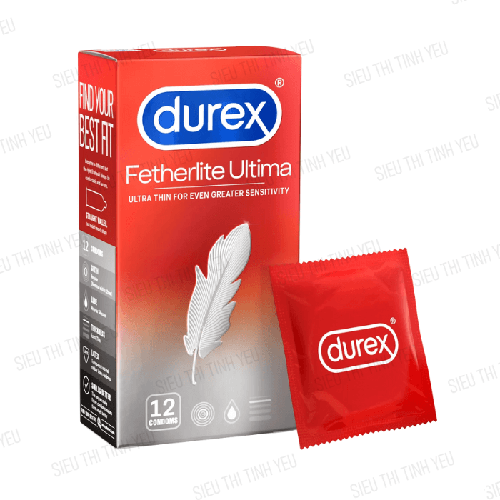 Bao cao su Durex Fetherlite Ultima ôm khít nhạy cảm Hộp 12 cái