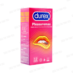 Bao cao su Durex Pleasuremax thân gân và gai hạt nổi nhỏ Hộp 12 cái