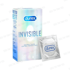 Bao cao su Durex Invisible siêu mỏng nhiều chất bôi trơn Hộp 10 cái