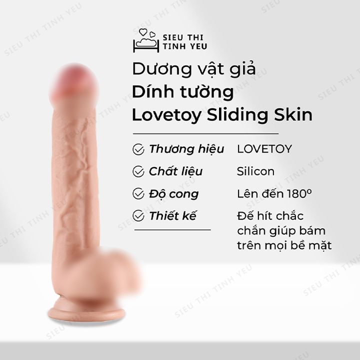 Dương vật giả dính tường Lovetoy Sliding Skin Dong có bìu dài 9.0