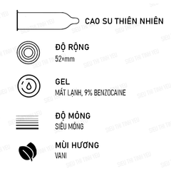 Bao cao su OLO 0.01 Gamma Xanh siêu mỏng mát lạnh kéo dài thời gian Hộp 10 cái