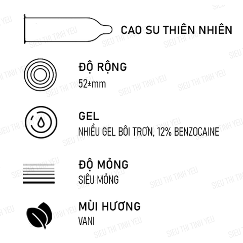 Bao cao su OLO Ultrathin Long Love siêu mỏng kéo dài thời gian Hộp 10 cái