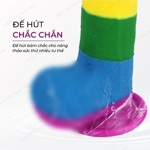 Dương vật giả dính tường Lovetoy Prider có bìu uốn cong đa chiều đa sắc 7.5