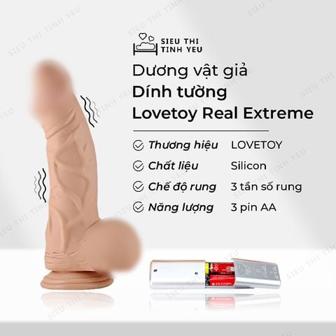 Dương vật giả dính tường Lovetoy Real Extreme có bìu đa chế độ rung dài 9