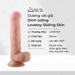 Dương vật giả dính tường Lovetoy Sliding Skin có bìu dài 8.0