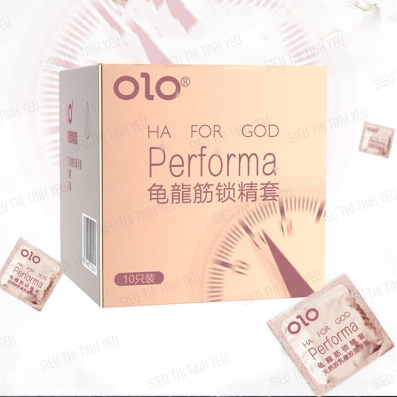 Bao cao su OLO Performa HA For God siêu mỏng kéo dài thời gian Hộp 10 cái