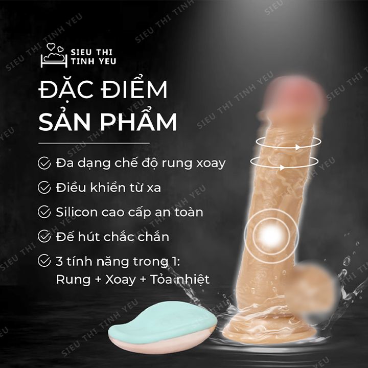 Dương vật giả dính tường Wanle Realistic Dildo có bìu 12 chế độ rung xoay ngoáy tỏa nhiệt làm ấm dùng sạc