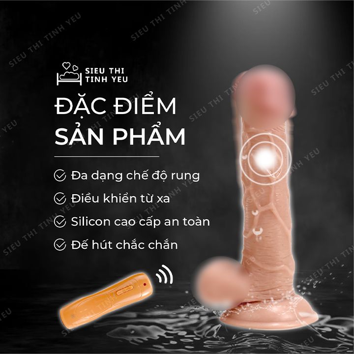 Dương vật giả dính tường Lifelike có bìu rung 10 chế độ dùng pin