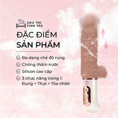 Dương vật giả Erosex có bìu rung thụt đa chế độ tỏa nhiệt làm ấm dùng pin sạc